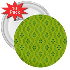 Decorative Green Pattern Background  3  Buttons (10 Pack)  by TastefulDesigns