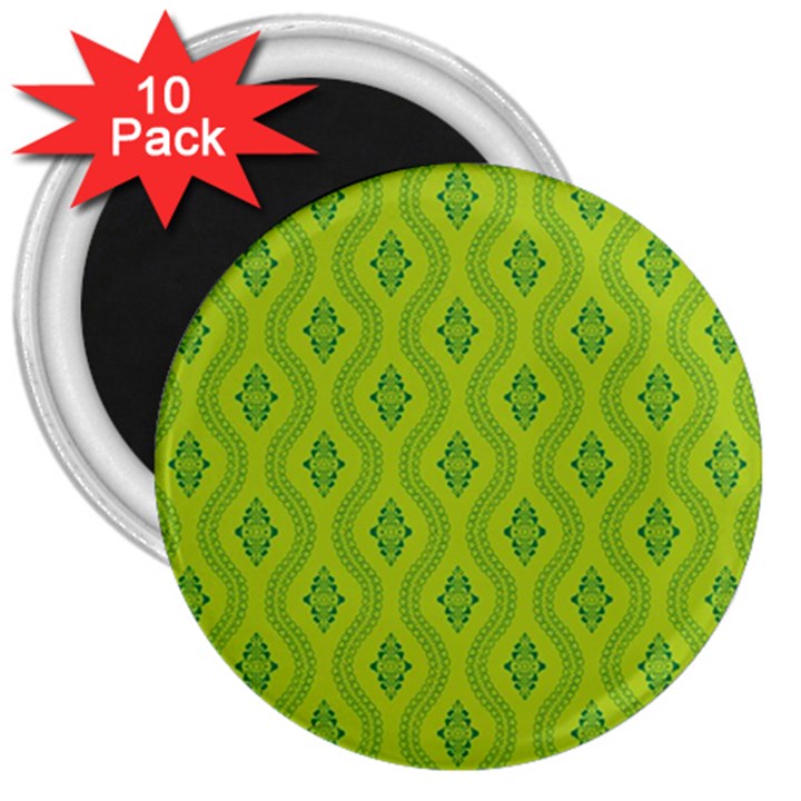 Decorative green pattern background  3  Magnets (10 pack) 