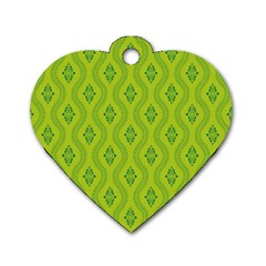 Decorative Green Pattern Background  Dog Tag Heart (two Sides) by TastefulDesigns