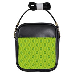 Decorative Green Pattern Background  Girls Sling Bags by TastefulDesigns