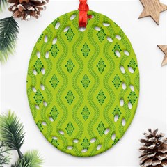 Decorative Green Pattern Background  Ornament (oval Filigree) by TastefulDesigns