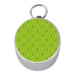 Decorative Green Pattern Background  Mini Silver Compasses by TastefulDesigns