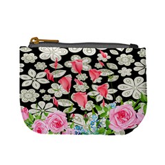 Gray & Black Spring Flower Mini Coin Purse