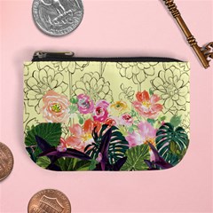 Light Yellow Pink Spring Flower Mini Coin Purse by PattyVilleDesigns