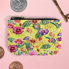 Yellow & Pink Spring Flower Mini Coin Purse by PattyVilleDesigns