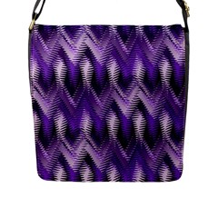 Purple Wavy Flap Messenger Bag (l)  by KirstenStar