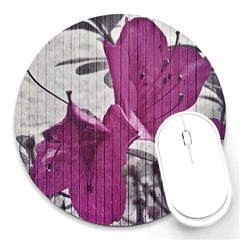 Vintage Style Flower Photo Round Mousepads by dflcprints