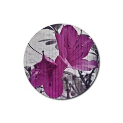 Vintage Style Flower Photo Rubber Coaster (round)  by dflcprints