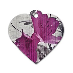 Vintage Style Flower Photo Dog Tag Heart (one Side) by dflcprints