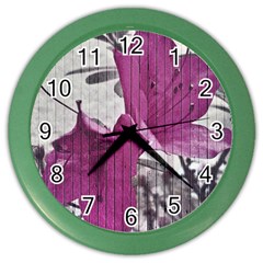 Vintage Style Flower Photo Color Wall Clocks by dflcprints