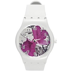 Vintage Style Flower Photo Round Plastic Sport Watch (m) by dflcprints