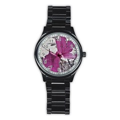 Vintage Style Flower Photo Stainless Steel Round Watch by dflcprints