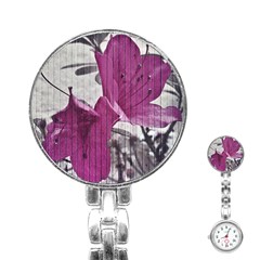 Vintage Style Flower Photo Stainless Steel Nurses Watch by dflcprints