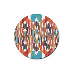 Colorful Geometric Abstract Rubber Round Coaster (4 Pack)  by linceazul