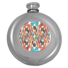 Colorful Geometric Abstract Round Hip Flask (5 Oz) by linceazul