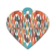 Colorful Geometric Abstract Dog Tag Heart (two Sides) by linceazul