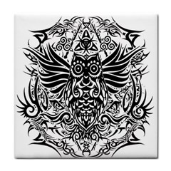 Tattoo Tribal Owl Tile Coasters by Valentinaart