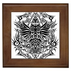 Tattoo Tribal Owl Framed Tiles by Valentinaart