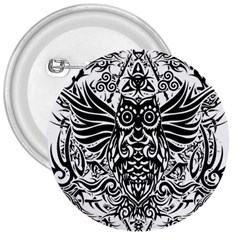 Tattoo Tribal Owl 3  Buttons by Valentinaart