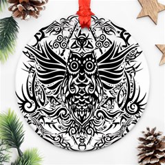 Tattoo Tribal Owl Ornament (round) by Valentinaart