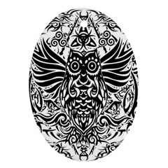 Tattoo Tribal Owl Ornament (oval) by Valentinaart