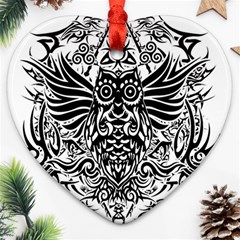 Tattoo Tribal Owl Ornament (heart) by Valentinaart