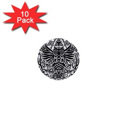 Tattoo Tribal Owl 1  Mini Buttons (10 Pack)  by Valentinaart