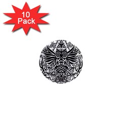 Tattoo Tribal Owl 1  Mini Magnet (10 Pack)  by Valentinaart