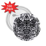 Tattoo tribal owl 2.25  Buttons (100 pack)  Front