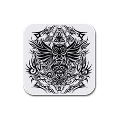 Tattoo Tribal Owl Rubber Square Coaster (4 Pack)  by Valentinaart