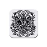 Tattoo tribal owl Rubber Square Coaster (4 pack)  Front