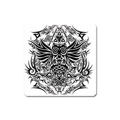 Tattoo Tribal Owl Square Magnet by Valentinaart