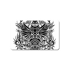 Tattoo Tribal Owl Magnet (name Card) by Valentinaart