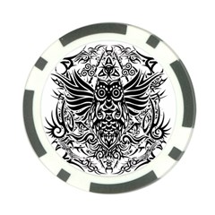 Tattoo Tribal Owl Poker Chip Card Guard