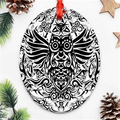 Tattoo Tribal Owl Ornament (oval Filigree) by Valentinaart