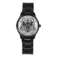 Tattoo Tribal Owl Stainless Steel Round Watch by Valentinaart