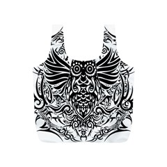 Tattoo Tribal Owl Full Print Recycle Bags (s)  by Valentinaart