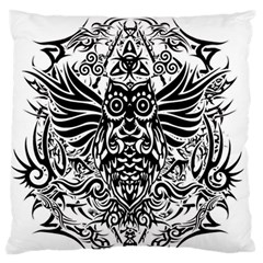 Tattoo Tribal Owl Large Flano Cushion Case (two Sides) by Valentinaart