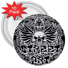 Tattoo Tribal Street Art 3  Buttons (10 Pack)  by Valentinaart