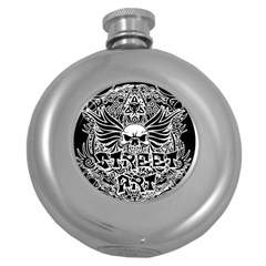 Tattoo Tribal Street Art Round Hip Flask (5 Oz) by Valentinaart