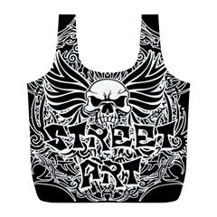 Tattoo Tribal Street Art Full Print Recycle Bags (l)  by Valentinaart