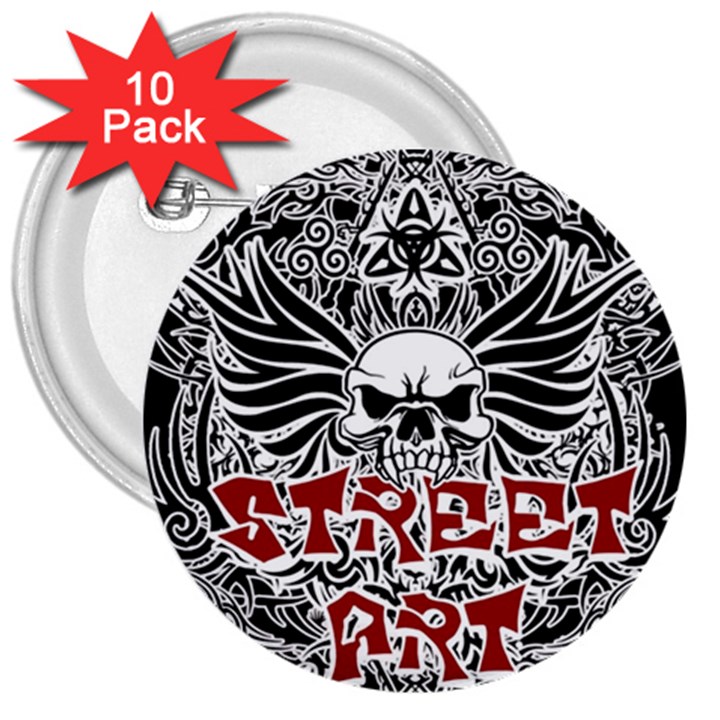 Tattoo tribal street art 3  Buttons (10 pack) 