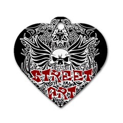 Tattoo Tribal Street Art Dog Tag Heart (two Sides) by Valentinaart