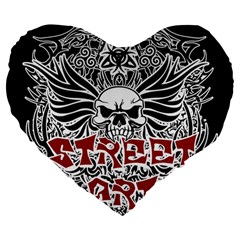 Tattoo tribal street art Large 19  Premium Flano Heart Shape Cushions