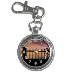 Small Bird Over Fence Backlight Sunset Scene Key Chain Watches by dflcprints