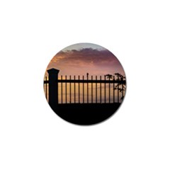 Small Bird Over Fence Backlight Sunset Scene Golf Ball Marker by dflcprints