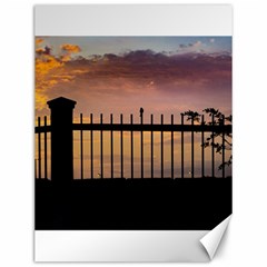 Small Bird Over Fence Backlight Sunset Scene Canvas 12  X 16   by dflcprints