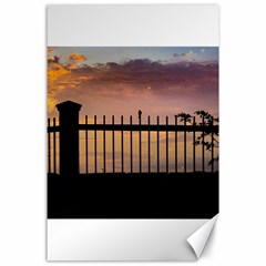 Small Bird Over Fence Backlight Sunset Scene Canvas 24  X 36  by dflcprints