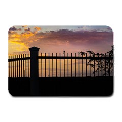 Small Bird Over Fence Backlight Sunset Scene Plate Mats by dflcprints