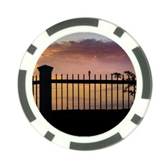 Small Bird Over Fence Backlight Sunset Scene Poker Chip Card Guard by dflcprints